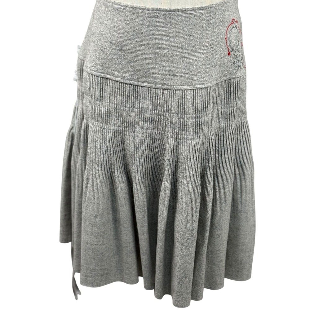 Vintage Y2K M 38 Wool Blend Pleated Skirt Metallic Whimsigoth Lagenlook Academia